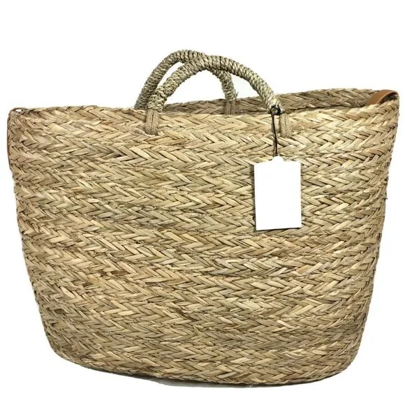 Hearth & Hand With Magnolia Natural Grass Woven Tote Bag 14 X 20” - Picture 12 of 12